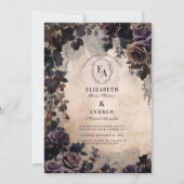 Gothic Lavender Lace & Rose Romantik Einladung (Vorderseite)