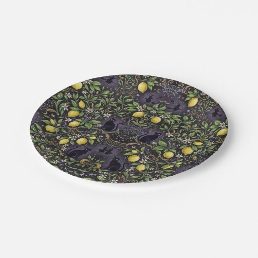 Gothic Lemon Halloween-Papierplatten Muster Pappteller (Schrägansicht)
