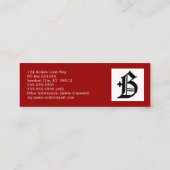 Gothic Letter "B" Klassisches Englisch Mini Visitenkarte (Rückseite)