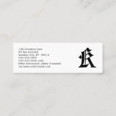 Gothic Letter "K" Klassisches Englisch Mini Visitenkarte (Rückseite)
