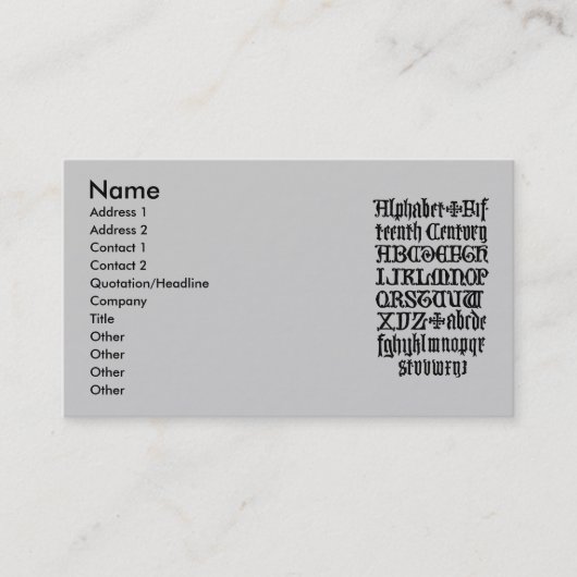 Gothic Letters Business Card Visitenkarte (Vorderseite)