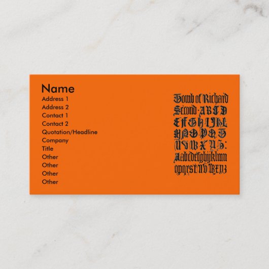 Gothic Letters Business Card Visitenkarte (Vorderseite)