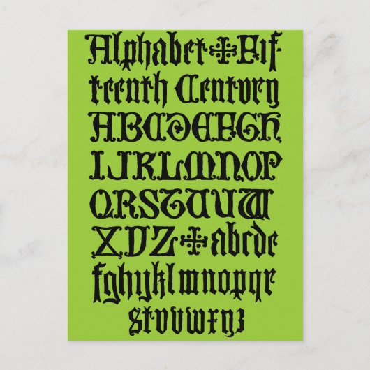 Gothic Letters Postcard Postkarte (Vorderseite)