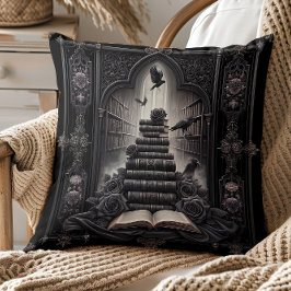 Gothic Library Book Throw Kissen