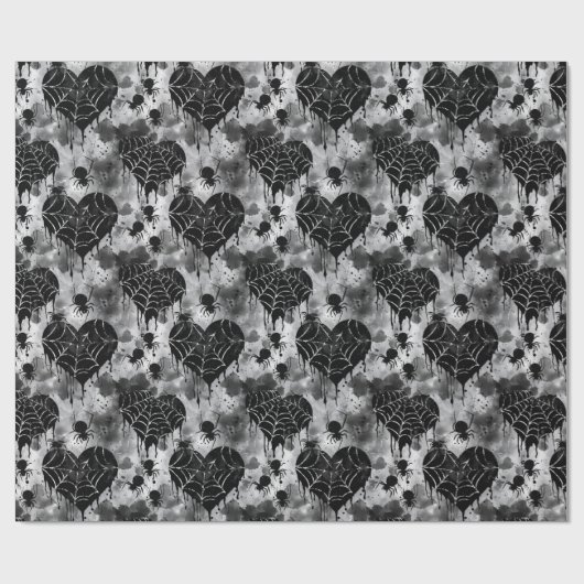 Gothic Liebe Spooky Spider Web mit Herz Geschenkpapier (Flach)