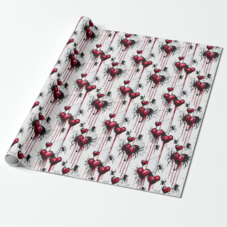 Gothic Liebe Spooky Spider Web mit Herz Geschenkpapier