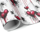 Gothic Liebe Spooky Spider Web mit Herz Geschenkpapier (Rolleneckpunkt)