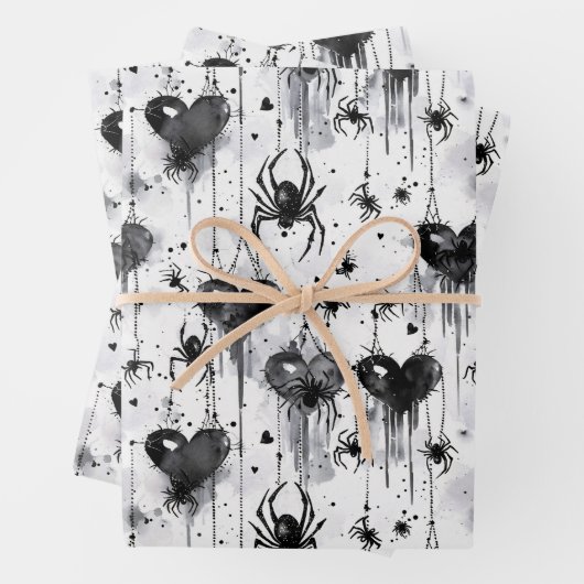 Gothic Liebe Spooky Spider Web mit Herz Geschenkpapier Set (Beispiel)