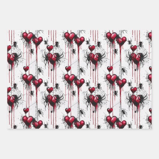 Gothic Liebe Spooky Spider Web mit Herz Geschenkpapier Set (Vorderseite 3)