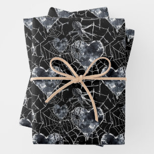 Gothic Liebe Spooky Spider Web mit Herz Geschenkpapier Set