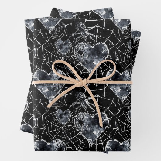 Gothic Liebe Spooky Spider Web mit Herz Geschenkpapier Set (Beispiel)