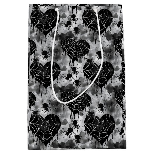 Gothic Liebe Spooky Spider Web mit Herz Mittlere Geschenktüte (Vorderseite)