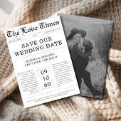 Gothic Liebe Times Monogram Newspaper Foto Wedding Save The Date