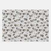 Gothic Light Gray Skulls and Stripes Halloween Geschenkpapier Set (Vorderseite 3)