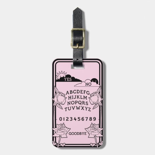 Gothic Light Pink Black Floral Spirit Board Gepäckanhänger (Vorderseite vertikal)