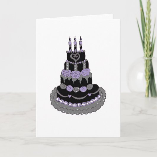 Gothic Lila Birthday Cake Karte (Vorderseite)