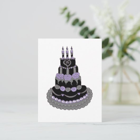 Gothic Lila Birthday Cake Postkarte (Stehend Vorderseite)