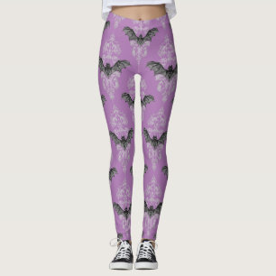 Gothic Lila Black Bats Muster Leggings