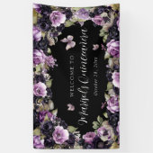 Gothic Lila & Black Moody Florals Quinceañera Banner (Vertikal)