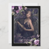 Gothic Lila & Black Moody Florals Quinceañera Einladung (Rückseite)