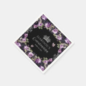 Gothic Lila & Black Moody Florals Quinceañera Serviette (Ecke)