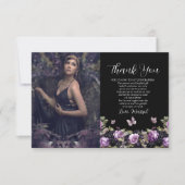 Gothic Lila & Black Moody Quinceañera Dankeskarte (Vorderseite)