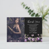 Gothic Lila & Black Moody Quinceañera Dankeskarte (Stehend Vorderseite)