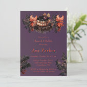 Gothic Lila Black Pumpkin Brunch und Bubbly Einladung (Stehend Vorderseite)