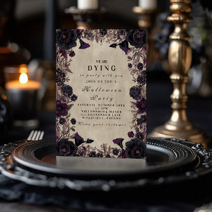 Gothic Lila Bloom Halloween-Party Einladung