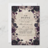 Gothic Lila Bloom Halloween-Party Einladung (Vorderseite)