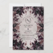 Gothic Lila Bloom Wedding Einladung (Vorderseite)