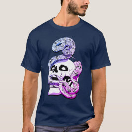 Gothic Lila & Blue Snake und Skull Dark Art T-Shirt