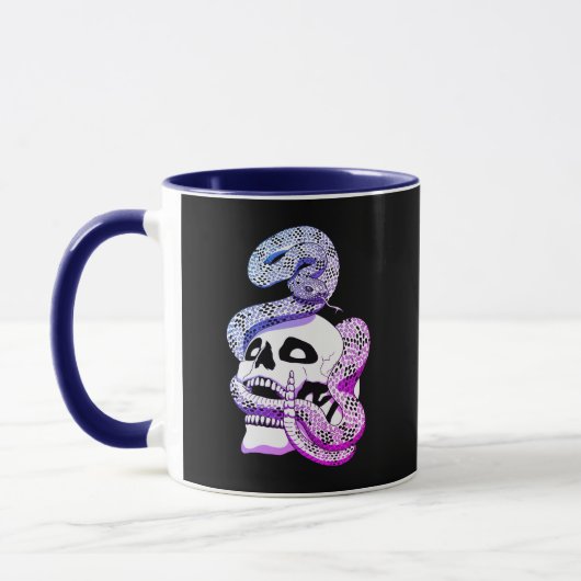 Gothic Lila & Blue Snake und Skull Dark Art Tasse (Links)