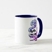 Gothic Lila & Blue Snake und Skull Dark Art Tasse (VorderseiteRechts)