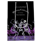Gothic Lila Dancing Skeletons Gastgeschenk Hochzei Mittlere Geschenktüte (Rückseite)