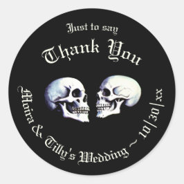 Gothic Lila Dancing Skeletons Gastgeschenk Hochzei Runder Aufkleber