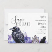 Gothic Lila Diamond & Black Feather Handfasts Save The Date (Vorderseite)