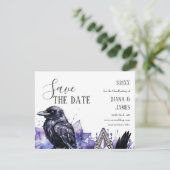 Gothic Lila Diamond & Black Feather Handfasts Save The Date (Stehend Vorderseite)
