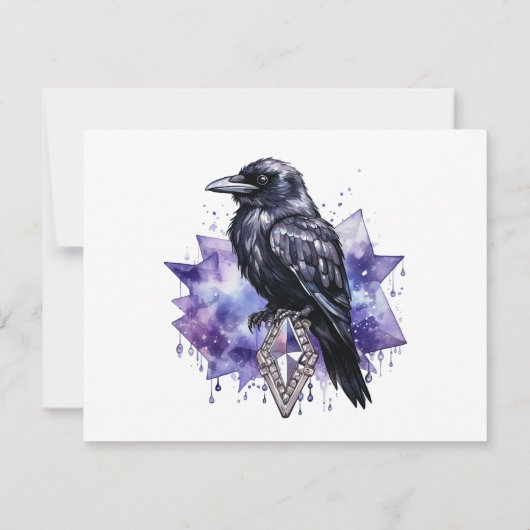 Gothic Lila Diamond & Black Feather Handfasts Save The Date (Rückseite)