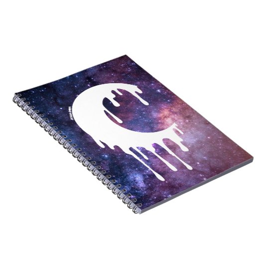 Gothic Lila Dripping Moon Silhouette Galaxy Notizblock (Rechte Seite)