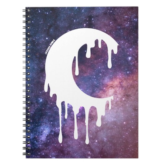 Gothic Lila Dripping Moon Silhouette Galaxy Notizblock (Vorderseite)
