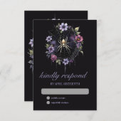 Gothic Lila Floral Spider Web Handfasting RSVP Karte (Vorne/Hinten)