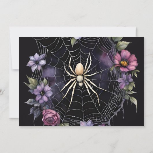 Gothic Lila Floral Spider Web Handfasting Save The Date (Rückseite)