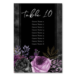 Gothic Lila Floral Wedding Tischnummer List