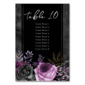 Gothic Lila Floral Wedding Tischnummer List (Rückseite)