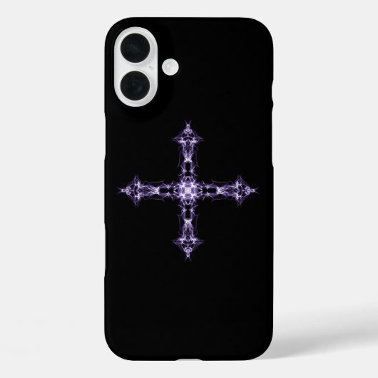 Gothic Lila Fraktal Cross Case-Mate iPhone Hülle (Rückseite)