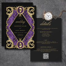 Gothic Lila & Gold Skull Rahmen zweiseitig