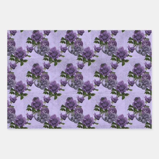 Gothic Lila & Gray Stone Skull Geschenkpapier Set (Vorderseite)