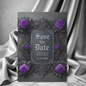 Gothic Lila Grey Floral Wedding Save the Date