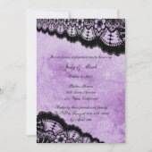 Gothic Lila Grunge Black Lace Engagement Party Einladung (Vorderseite)